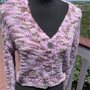 Wild Fable Cropped Sweater‎ Rhinestone Buttons